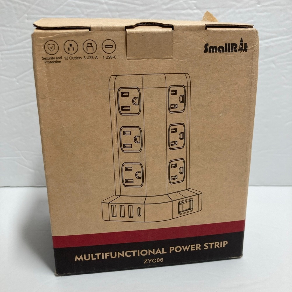 Tower Power Strip  White 6.5 FT Cord 12 Outlets; 3 USB-A; 1 USB C Ports